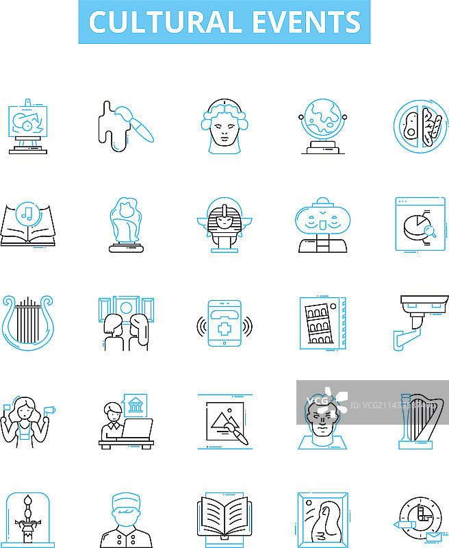 文化活动线性图标集图片素材