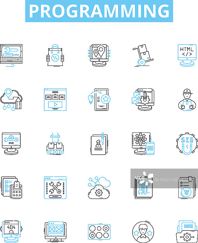 编程线性图标合集图片素材