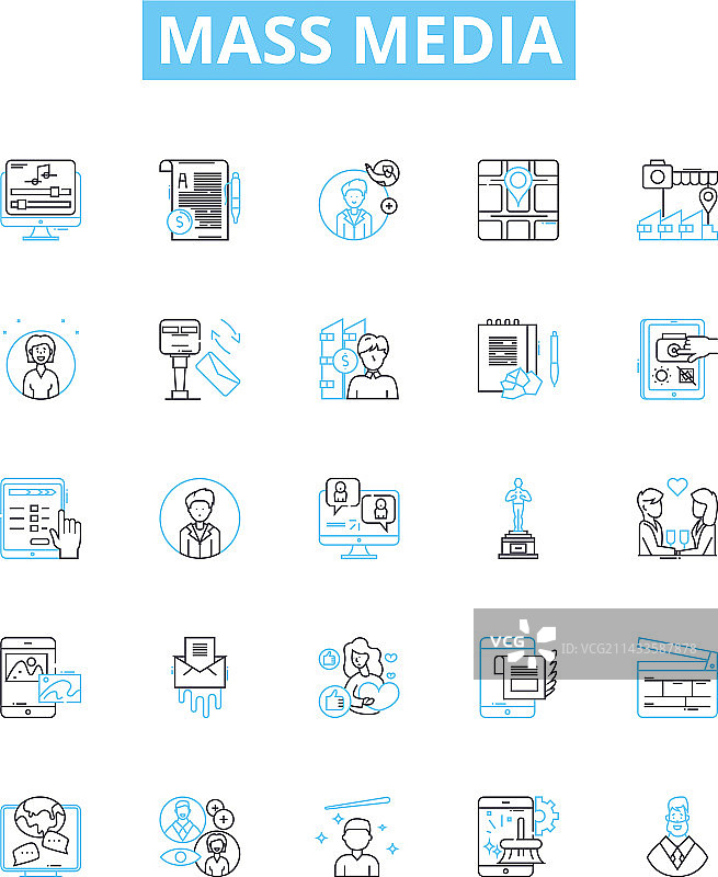 大众媒体线性图标集广播图片素材