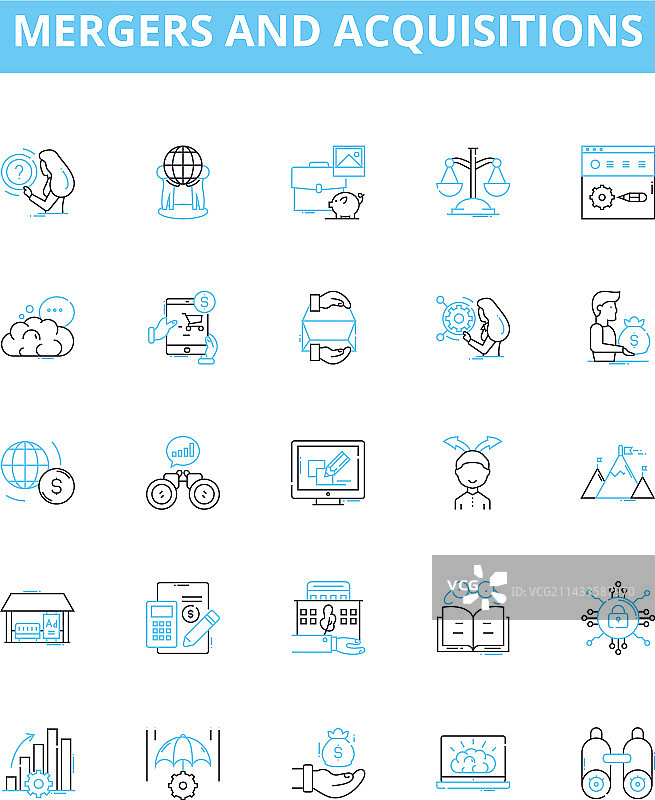 并购线性图标集图片素材