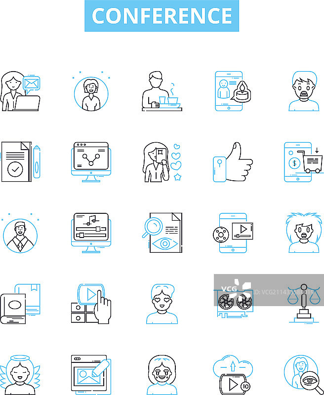会议线性图标集图片素材