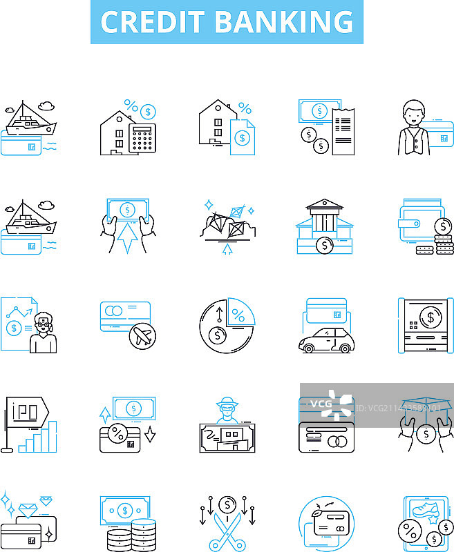 信用银行线性图标图片素材