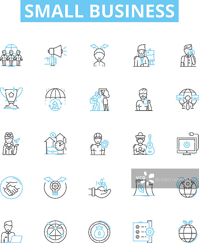 小企业线性图标集图片素材
