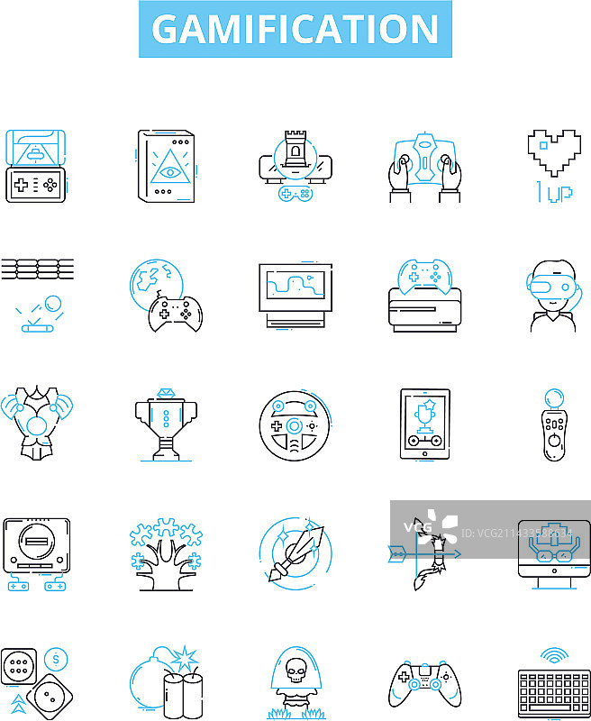 游戏化线性图标集图片素材