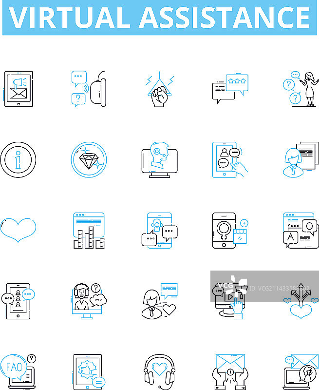 虚拟助手线性图标合集图片素材