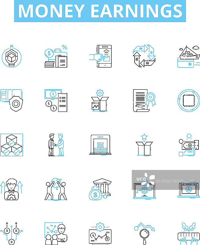 收入线性图标集图片素材