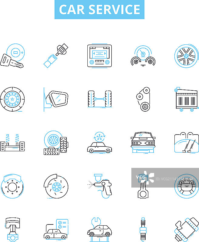 汽车服务线性图标合集图片素材
