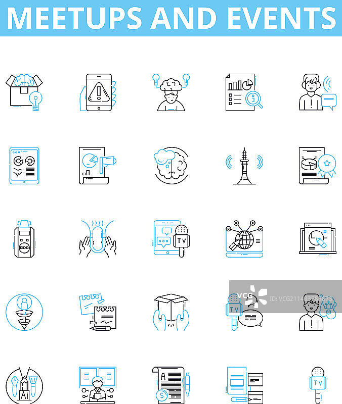 聚会和活动线性图标集图片素材