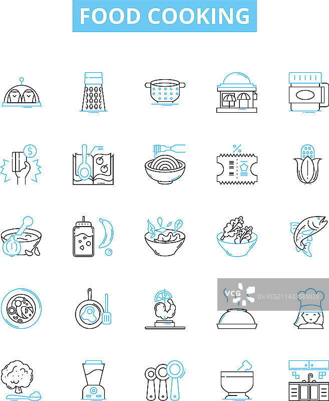 食物烹饪线性图标合集图片素材