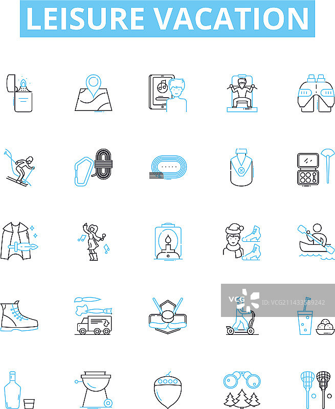 休闲度假线性图标集图片素材