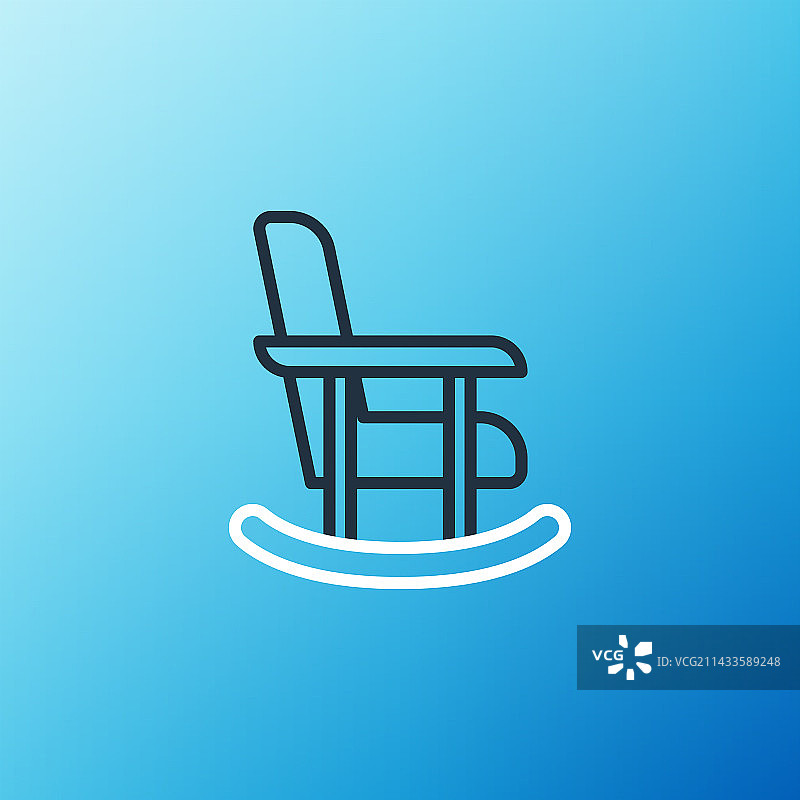 蓝色背景上的摇椅图标线条图片素材