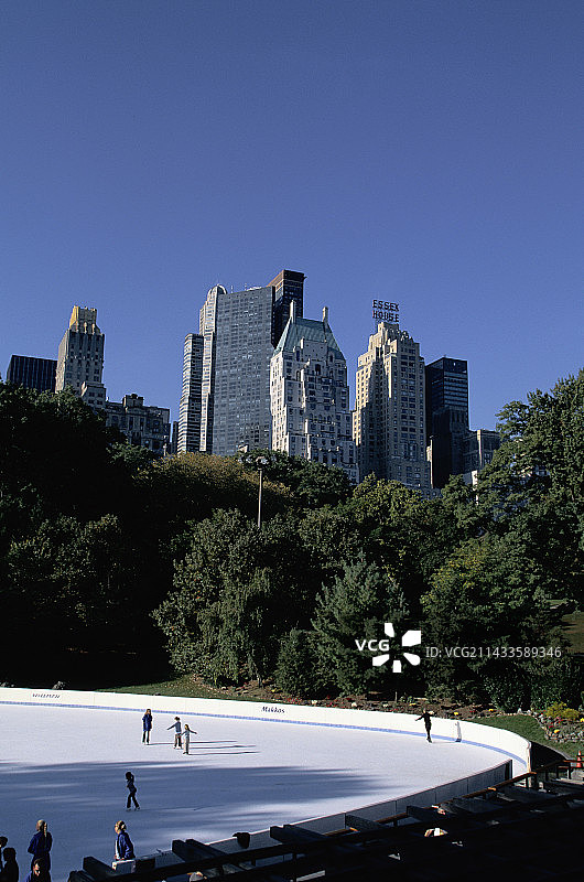 沃man滑冰场和中央公园图片素材