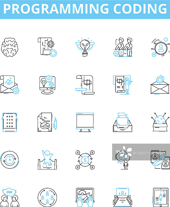编程代码线性图标集图片素材