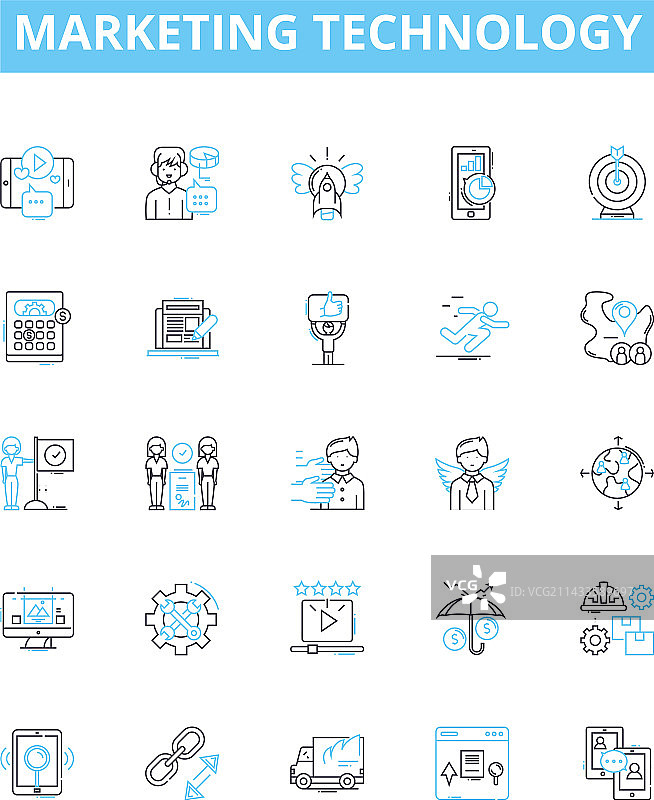营销技术线性图标集图片素材