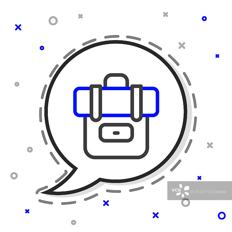 白色背景上的徒步背包线性图标图片素材