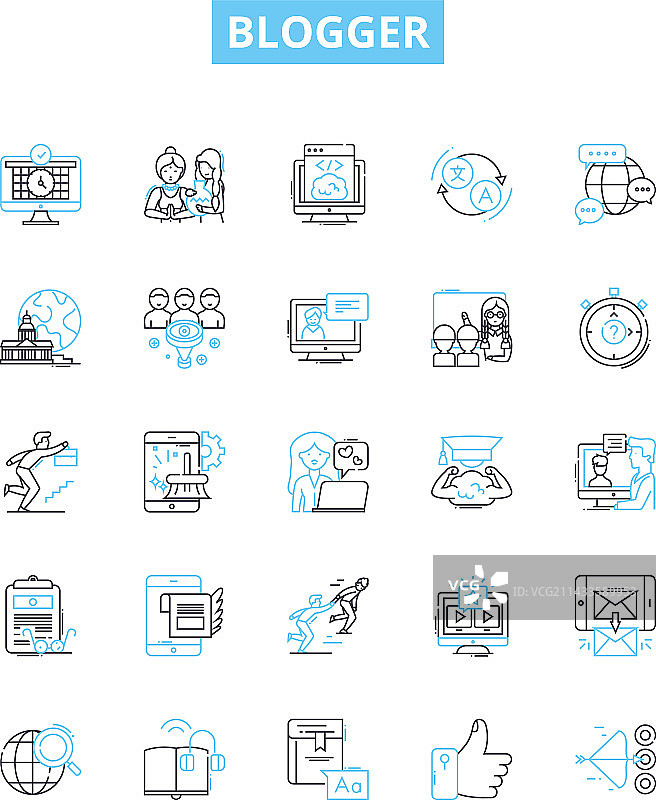 博主线性图标集图片素材