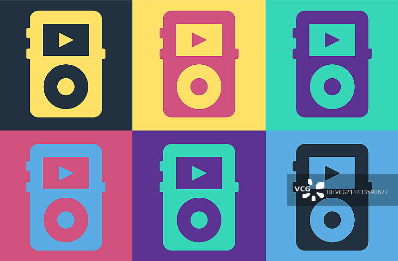 彩色背景上的波普艺术音乐播放器图标图片素材