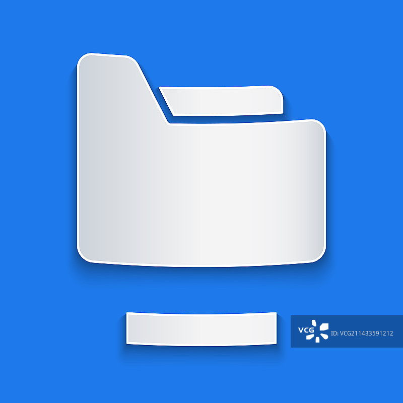 蓝色背景上的剪纸文件夹图标图片素材