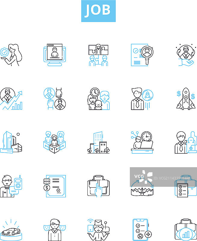 工作招聘线性图标合集图片素材