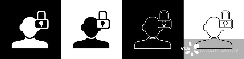 黑色背景上的封闭个性图标图片素材