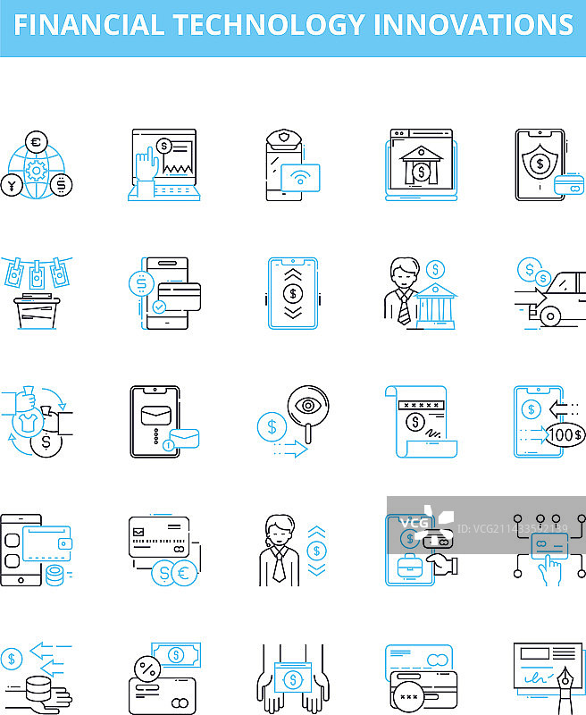 金融科技创新线条图标图片素材
