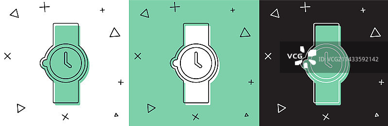 白色和绿色背景上的腕表图标图片素材