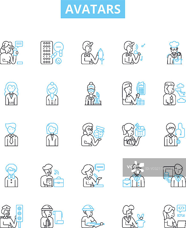 人物头像线性图标合集图片素材