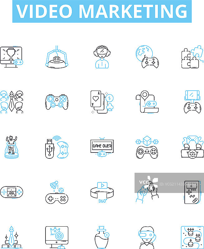 视频营销线性图标集图片素材