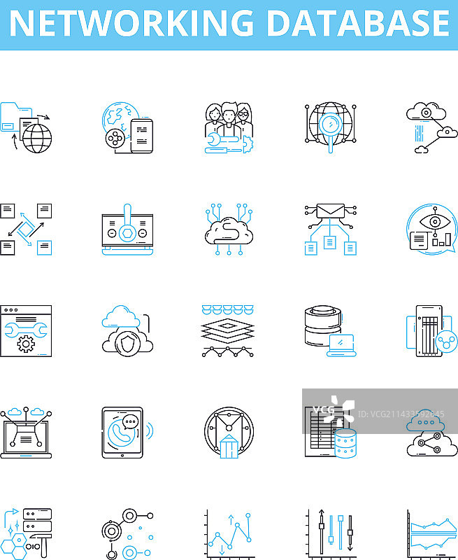 网络数据库线性图标集图片素材