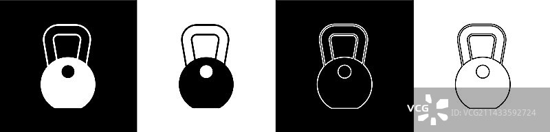 黑白背景上的杠铃图标图片素材