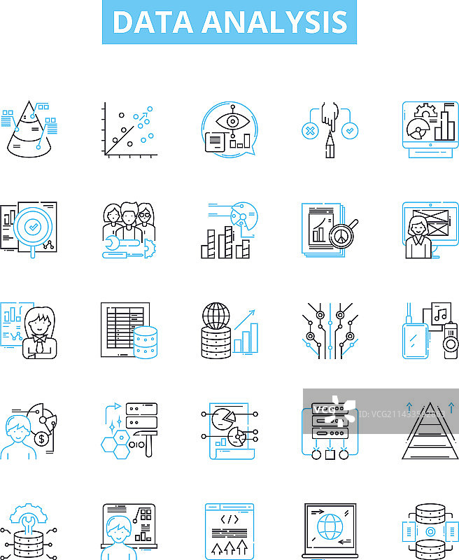 数据分析线性图标集图片素材