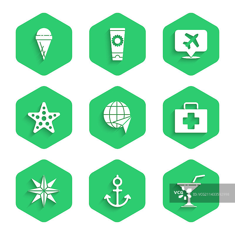 飞行飞机、锚、马提尼酒杯环绕全球图片素材