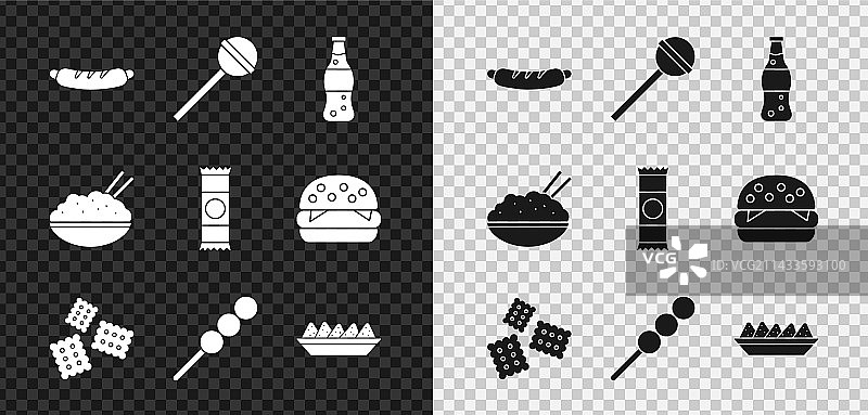 热狗三明治棒棒糖矿泉水套装图片素材