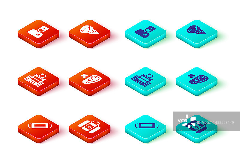 医用防护口罩和急救箱合集图片素材