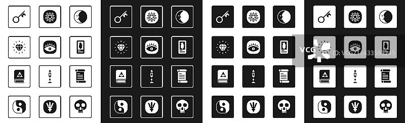 月亮泥瓦匠钻石旧钥匙塔罗牌套装图片素材