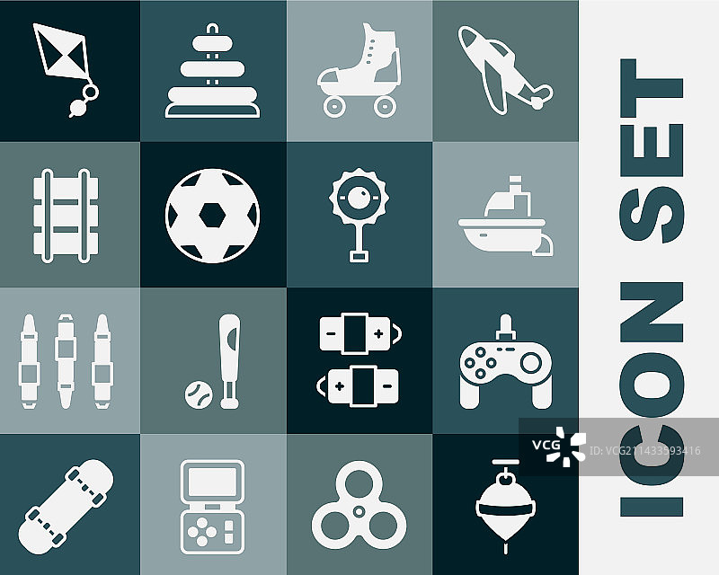 风车玩具、游戏手柄、玩具船、溜冰鞋图片素材