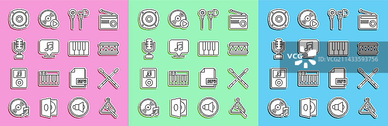 三角形乐器鼓槌线条组合图片素材