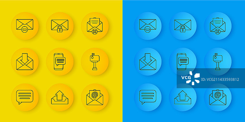 聊天信封线性图标图片素材