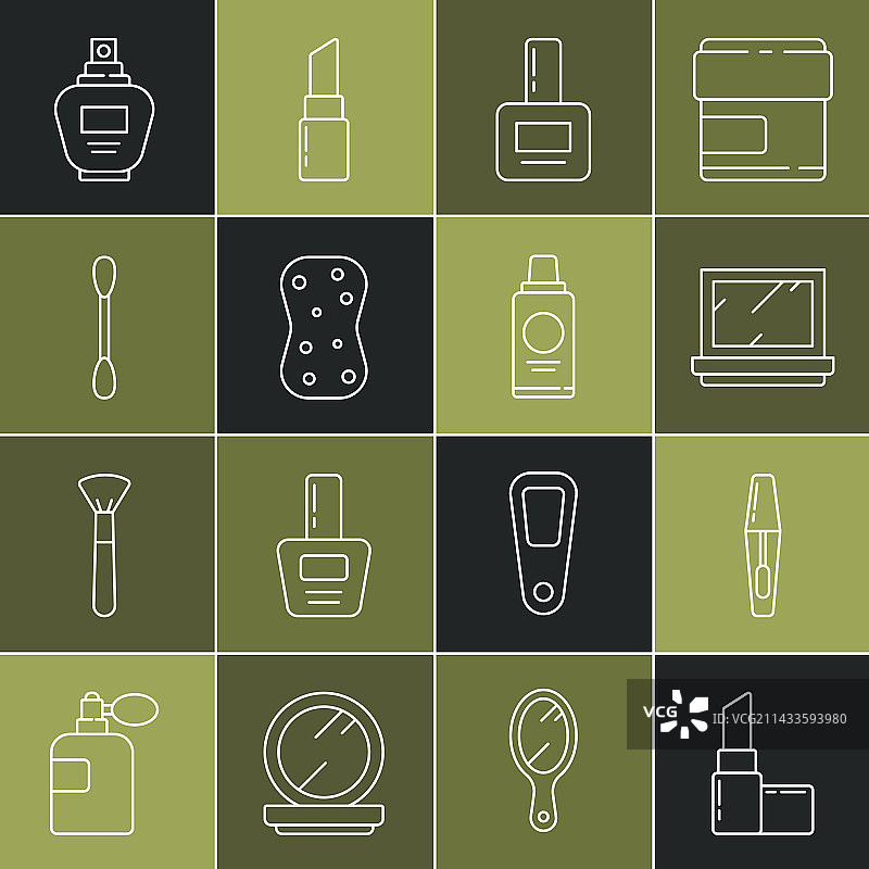 口红睫毛膏刷子化妆粉线条图标图片素材