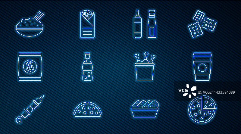 披萨、咖啡、外卖杯与酱汁瓶图片素材