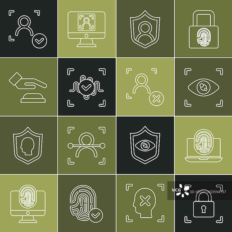 带锁笔记本指纹线条集合图片素材