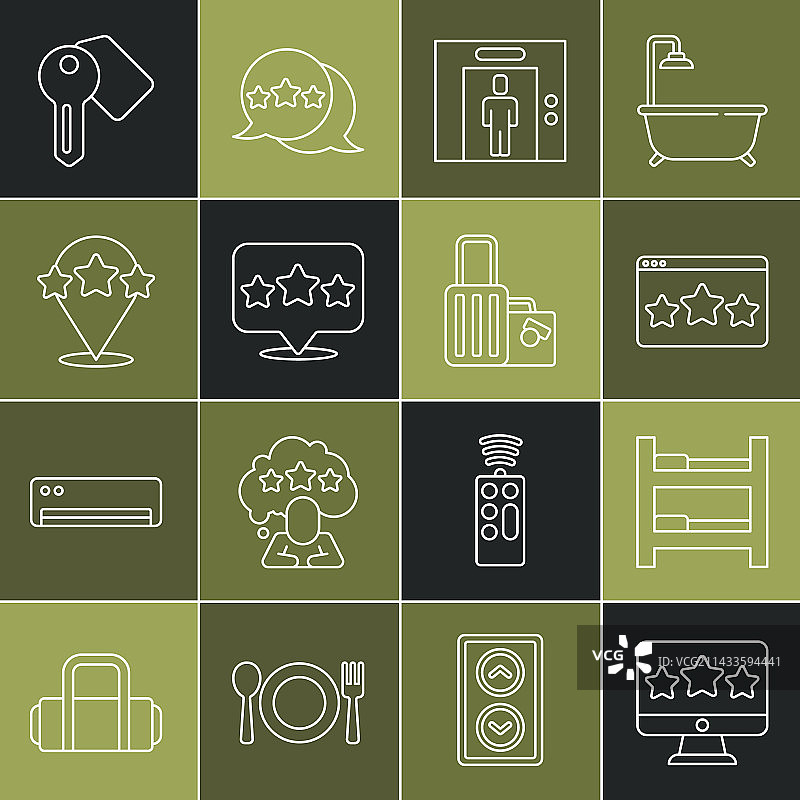 五星评级和酒店房间床铺图片素材