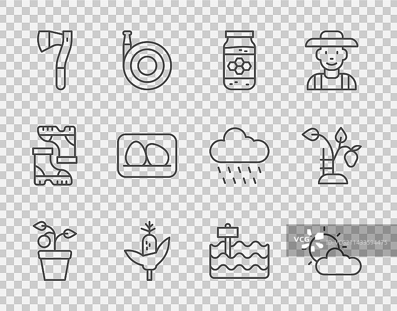 盆栽植物、阳光和云朵天气罐图片素材