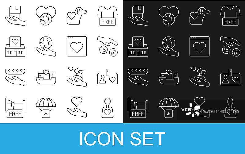 志愿者身份卡或徽章捐赠线条图标图片素材