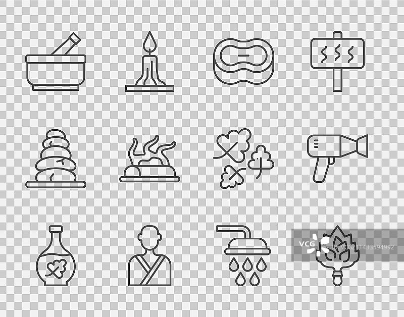 精油瓶桑拿扫帚标志组合图片素材