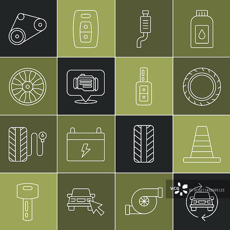 交通锥轮胎车轮汽车服务线条图标图片素材