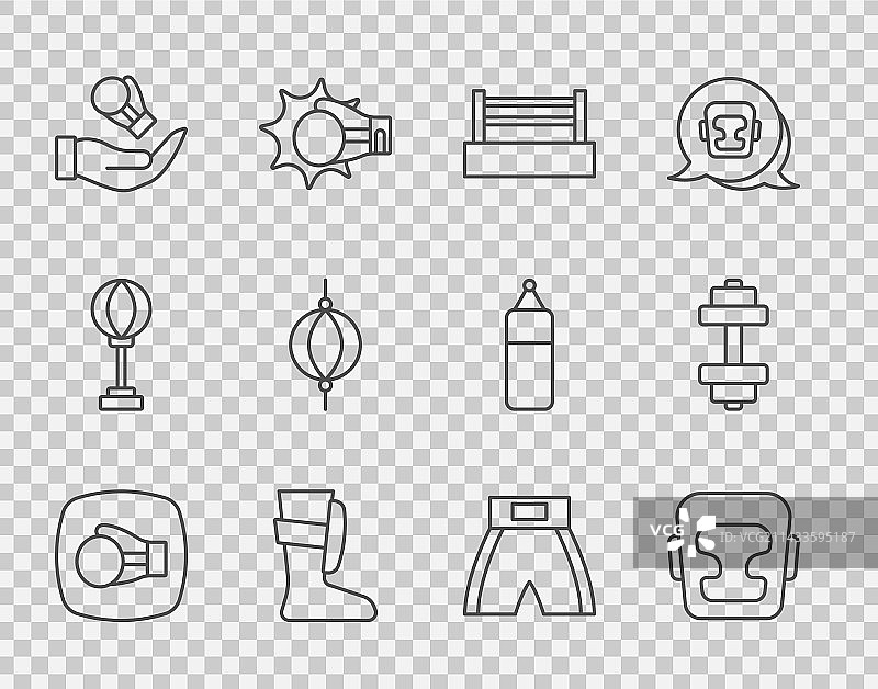 拳击手套头盔拳击台等运动线条元素图片素材