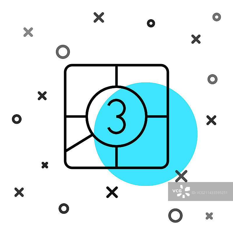 黑色线条旧电影倒计时框图标图片素材