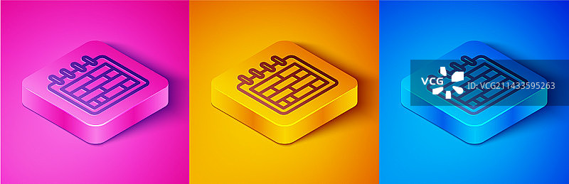 2.5D线条日历图标图片素材