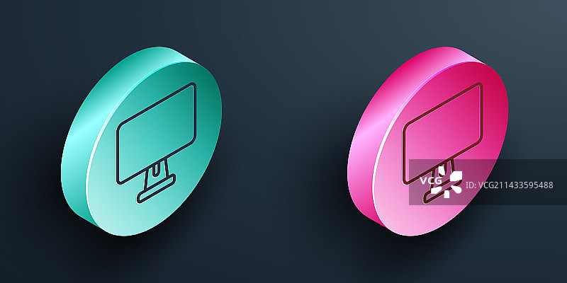 2.5D线条电脑显示器屏幕图标图片素材